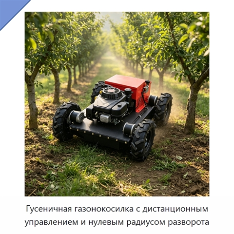 Гусеничная газонокосилка с дистанционным управлением и нулевым радиусом разворота