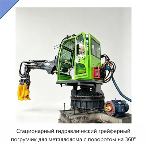 Стационарный гидравлический грейферный погрузчик для металлолома с поворотом на 360°