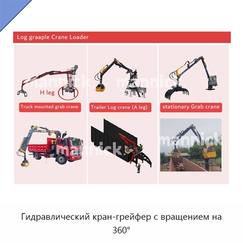Гидравлический кран-грейфер с вращением на 360°