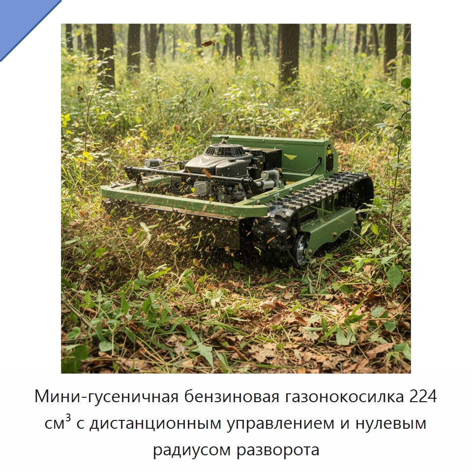 Мини-гусеничная бензиновая газонокосилка 224 см³ с дистанционным управлением и нулевым радиусом разворота — Газонокосилки