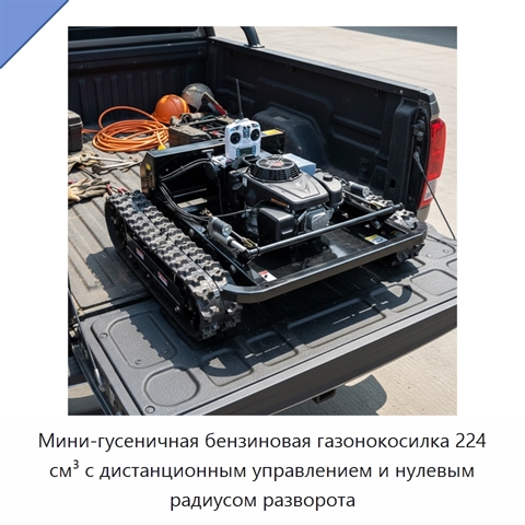 Мини-гусеничная бензиновая газонокосилка 224 см³ с дистанционным управлением и нулевым радиусом разворота