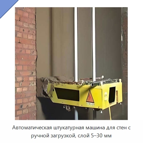 Автоматическая штукатурная машина для стен с ручной загрузкой, слой 5–30 мм