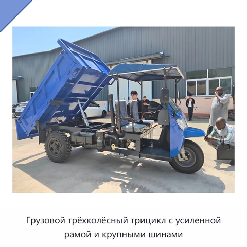 Грузовой трёхколёсный трицикл с усиленной рамой и крупными шинами