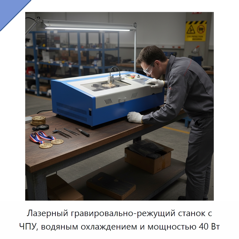 Лазерный гравировально-режущий станок с ЧПУ, водяным охлаждением и мощностью 40 Вт — Лазерные гравировальные станки
