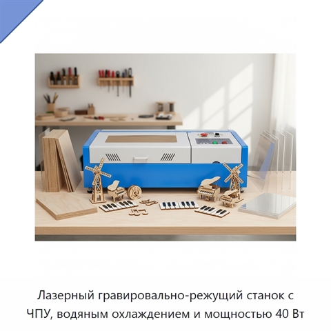 Лазерный гравировально-режущий станок с ЧПУ, водяным охлаждением и мощностью 40 Вт