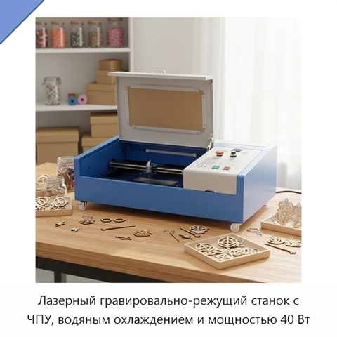 Лазерный гравировально-режущий станок с ЧПУ, водяным охлаждением и мощностью 40 Вт