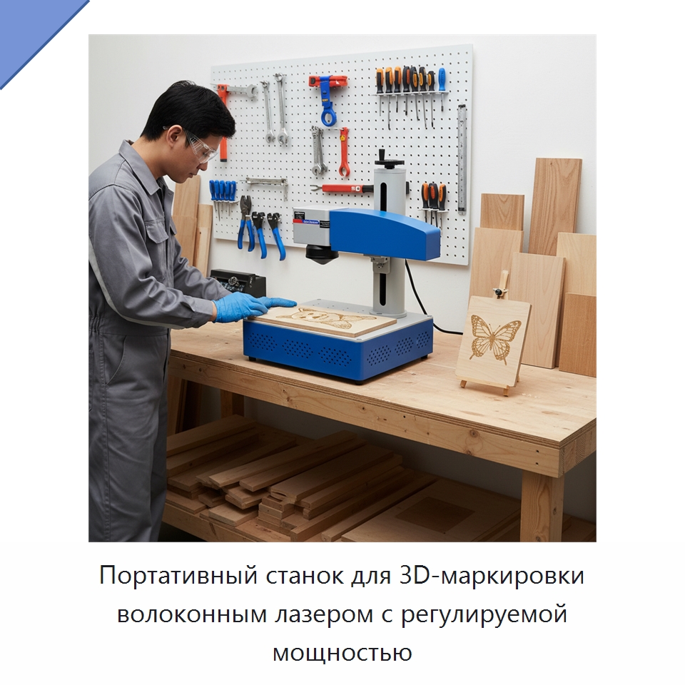 Портативный станок для 3D-маркировки волоконным лазером с регулируемой мощностью — Лазерные маркировочные станки