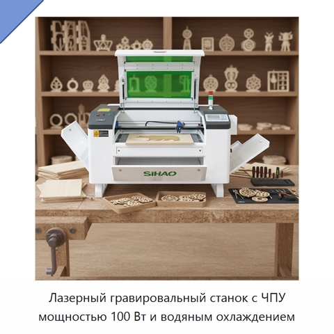 Лазерный гравировальный станок с ЧПУ мощностью 100 Вт и водяным охлаждением