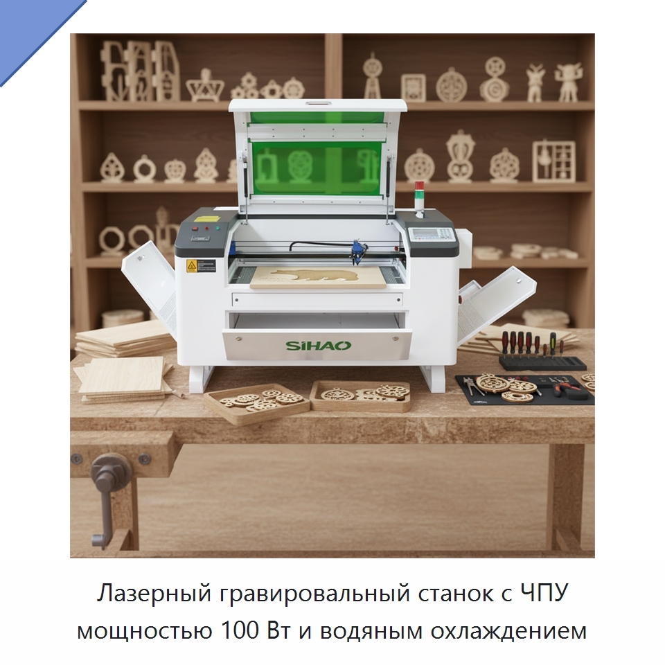 Лазерный гравировальный станок с ЧПУ мощностью 100 Вт и водяным охлаждением — Лазерные гравировальные станки