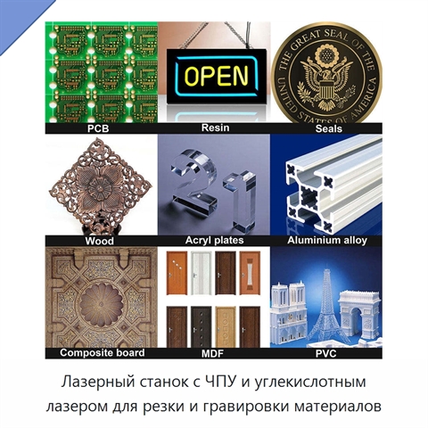 Лазерный станок с ЧПУ и углекислотным лазером для резки и гравировки материалов