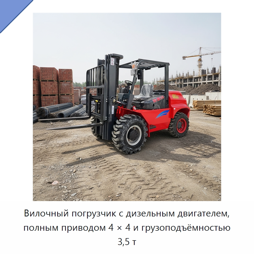 Вилочный погрузчик с дизельным двигателем, полным приводом 4 × 4 и грузоподъёмностью 3,5 т — Вилочные погрузчики