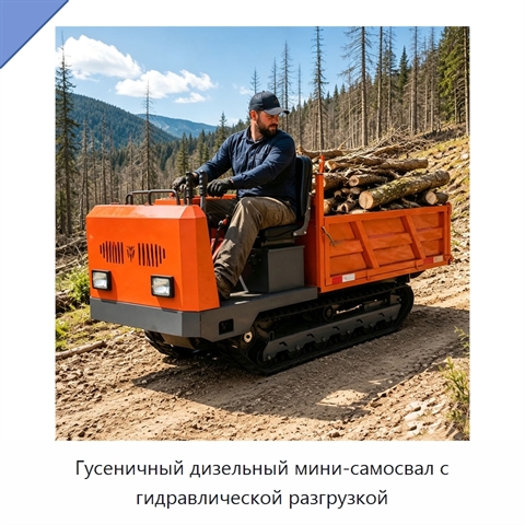 Гусеничный дизельный мини-самосвал с гидравлической разгрузкой