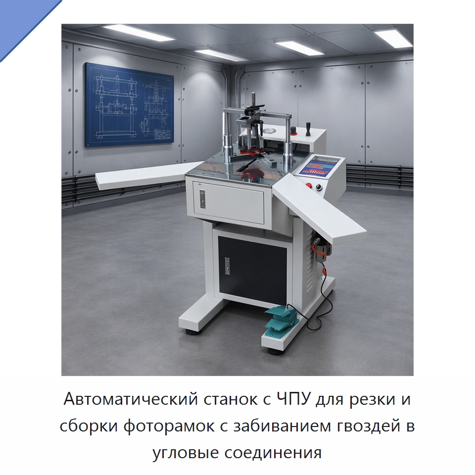 Автоматический станок с ЧПУ для резки и сборки фоторамок с забиванием гвоздей в угловые соединения — Специальное деревообрабатывающее оборудование