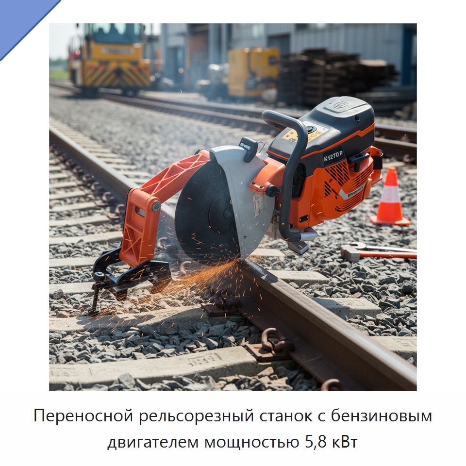 Переносной рельсорезный станок с бензиновым двигателем мощностью 5,8 кВт — Комплектующие и принадлежности для железнодорожного транспорта