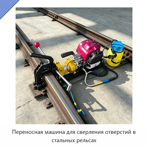 Переносная машина для сверления отверстий в стальных рельсах