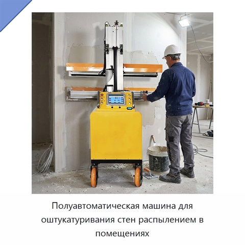 Полуавтоматическая машина для оштукатуривания стен распылением в помещениях