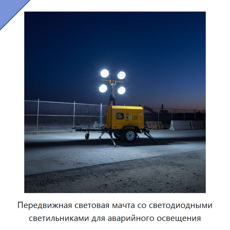 Передвижная световая мачта со светодиодными светильниками для аварийного освещения — Специальная строительная техника