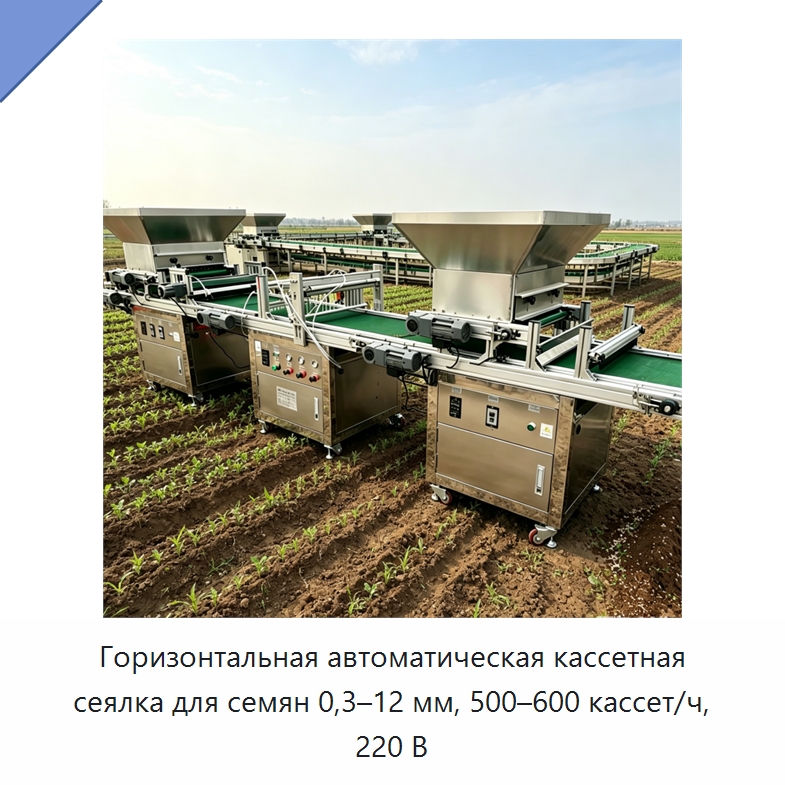 Горизонтальная автоматическая кассетная сеялка для семян 0,3–12 мм, 500–600 кассет/ч, 220 В — Сеялки и рассадопосадочные машины
