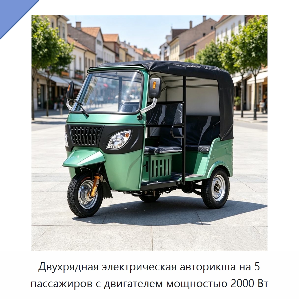Двухрядная электрическая авторикша на 5 пассажиров с двигателем мощностью 2000 Вт — Специальные сельскохозяйственные машины