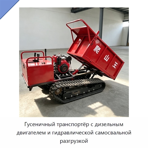 Гусеничный транспортёр с дизельным двигателем и гидравлической самосвальной разгрузкой