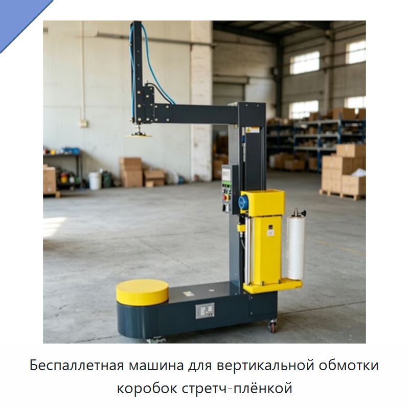 Беспаллетная машина для вертикальной обмотки коробок стретч-плёнкой — Оберточные машины