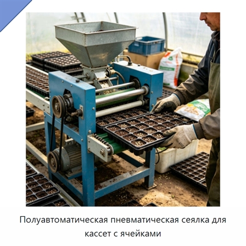 Полуавтоматическая пневматическая сеялка для кассет с ячейками