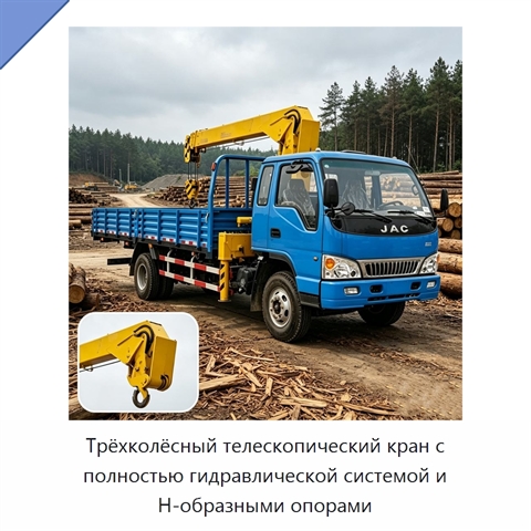 Трёхколёсный телескопический кран с полностью гидравлической системой и Н-образными опорами