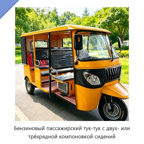 Бензиновый пассажирский тук-тук с двух- или трёхрядной компоновкой сидений