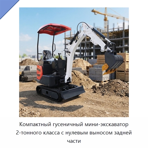 Компактный гусеничный мини-экскаватор 2-тонного класса с нулевым выносом задней части