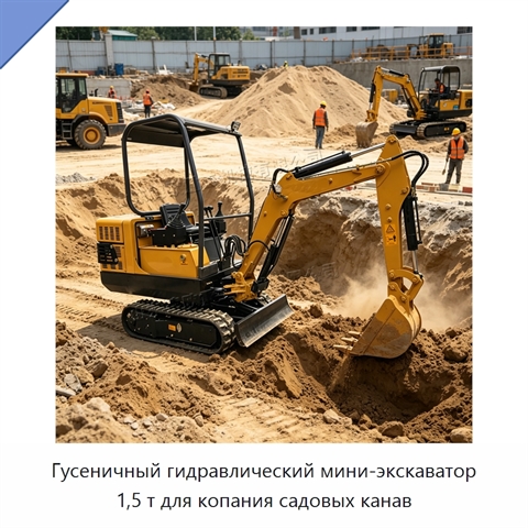 Гусеничный гидравлический мини-экскаватор 1,5 т для копания садовых канав