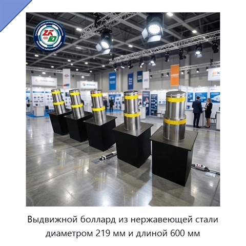 Выдвижной боллард из нержавеющей стали диаметром 219 мм и длиной 600 мм