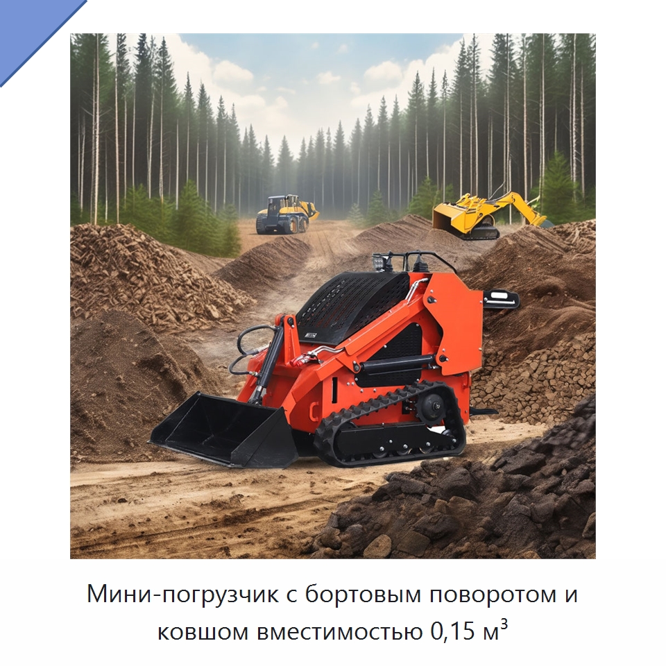 Мини-погрузчик с бортовым поворотом и ковшом вместимостью 0,15 м³ — Землеройная техника