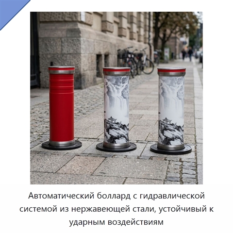 Автоматический боллард с гидравлической системой из нержавеющей стали, устойчивый к ударным воздействиям