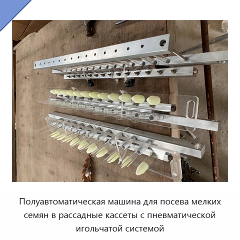 Полуавтоматическая машина для посева мелких семян в рассадные кассеты с пневматической игольчатой системой