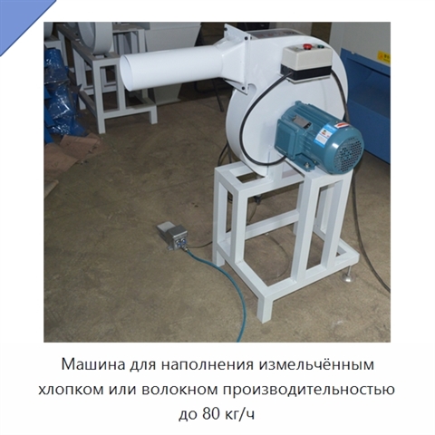Машина для наполнения измельчённым хлопком или волокном производительностью до 80 кг/ч