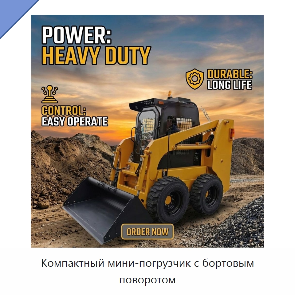 Компактный мини-погрузчик с бортовым поворотом — Землеройная техника