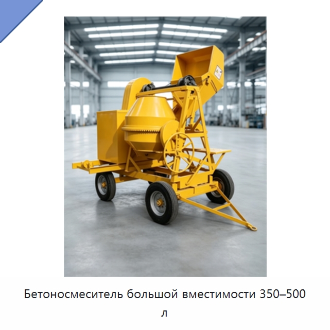 Бетоносмеситель большой вместимости 350–500 л — Оборудование для работы с бетоном