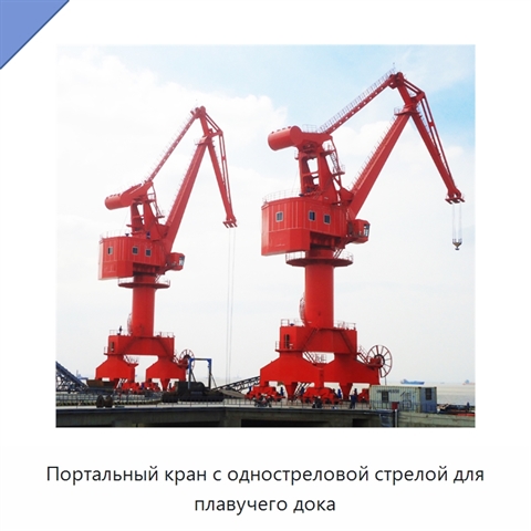 Портальный кран с одностреловой стрелой для плавучего дока