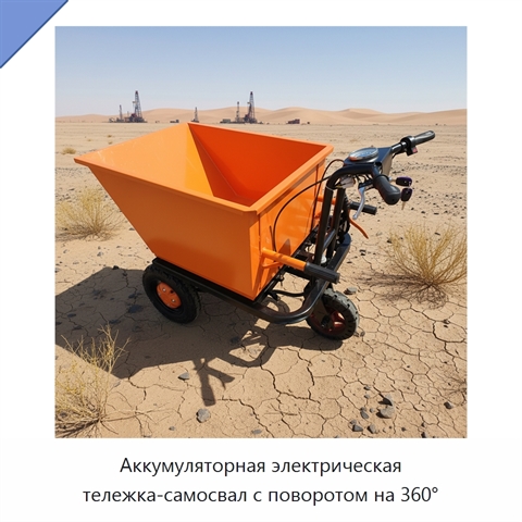 Аккумуляторная электрическая тележка-самосвал с поворотом на 360°