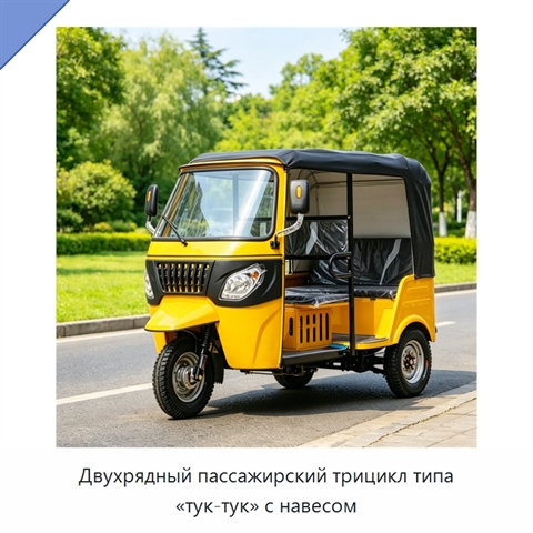 Двухрядный пассажирский трицикл типа «тук-тук» с навесом