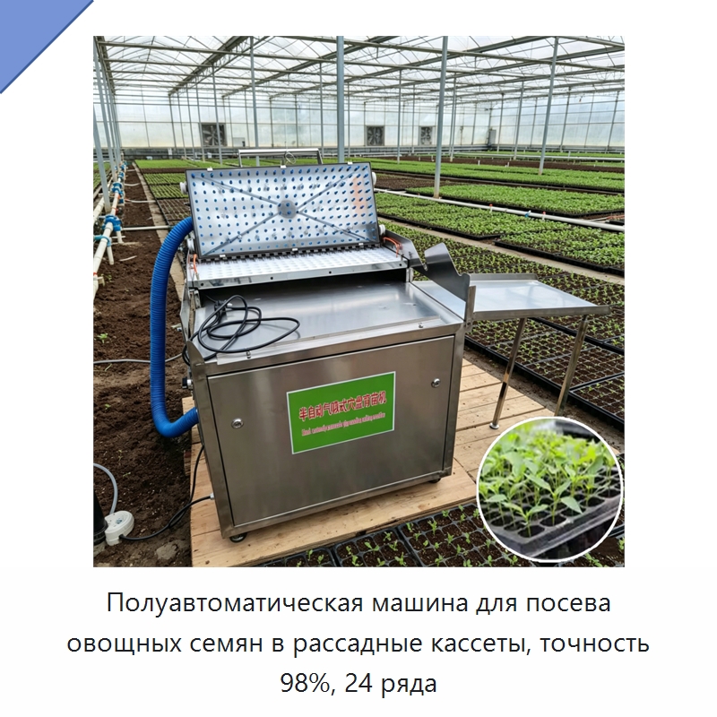 Полуавтоматическая машина для посева овощных семян в рассадные кассеты, точность 98%, 24 ряда — Сеялки и рассадопосадочные машины