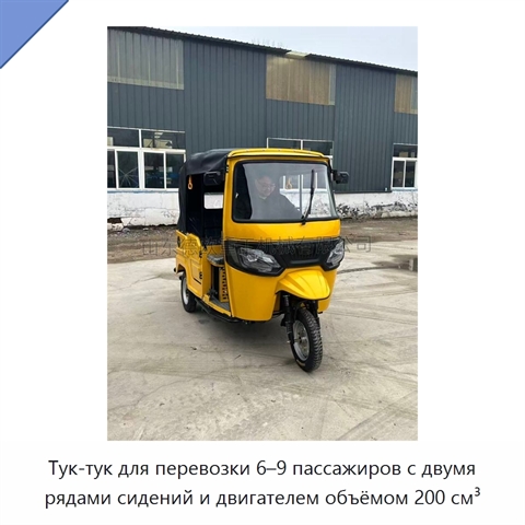 Тук-тук для перевозки 6–9 пассажиров с двумя рядами сидений и двигателем объёмом 200 см³