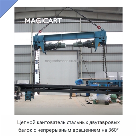 Цепной кантователь стальных двутавровых балок с непрерывным вращением на 360°
