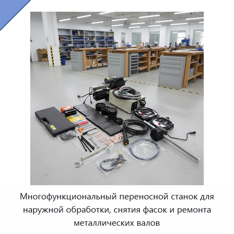 Многофункциональный переносной станок для наружной обработки, снятия фасок и ремонта металлических валов