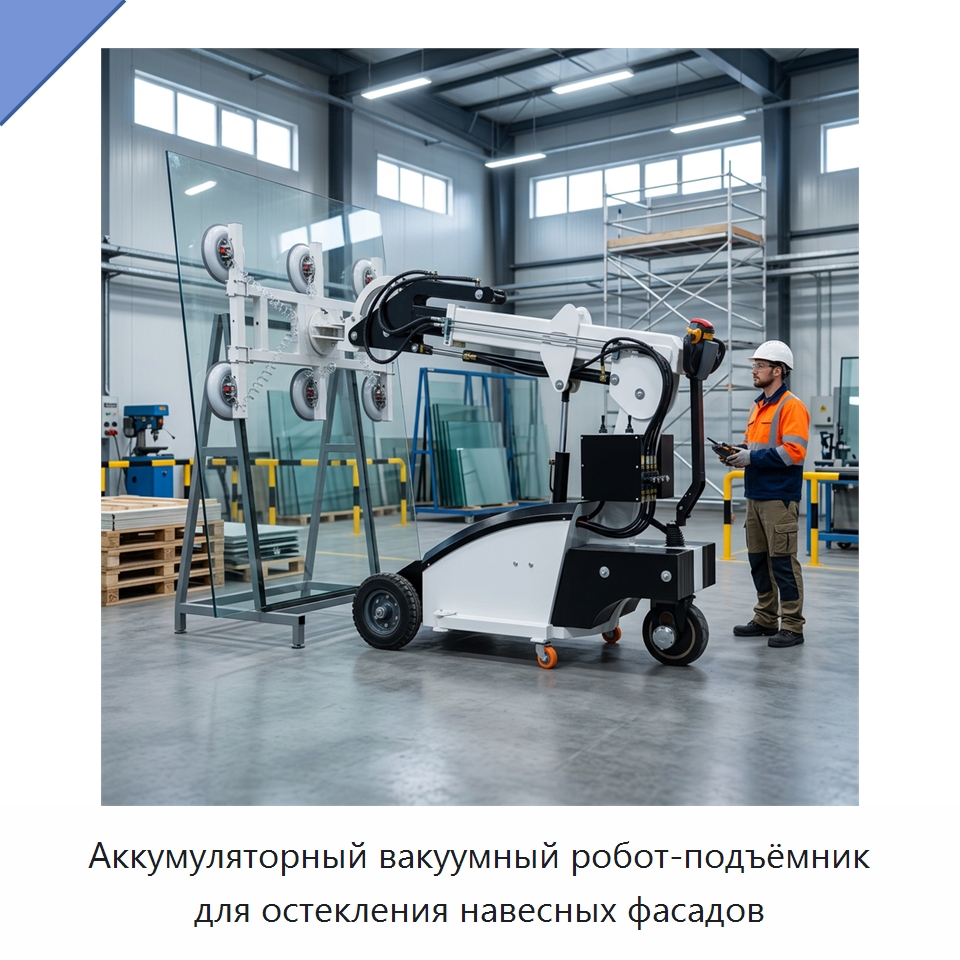 Аккумуляторный вакуумный робот-подъёмник для остекления навесных фасадов — Вакуумные грузозахваты