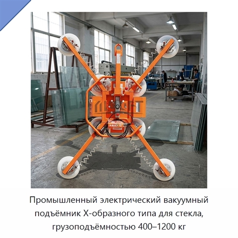 Промышленный электрический вакуумный подъёмник Х-образного типа для стекла, грузоподъёмностью 400–1200 кг