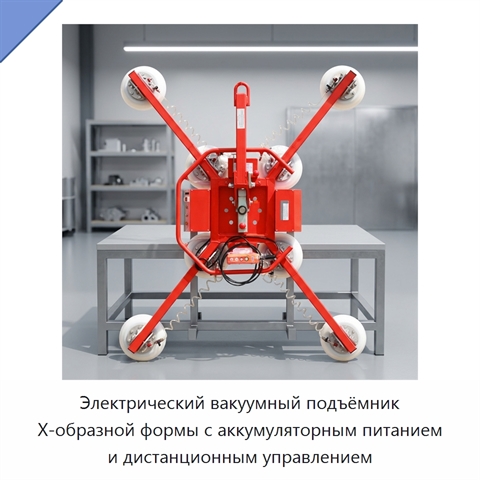 Электрический вакуумный подъёмник Х-образной формы с аккумуляторным питанием и дистанционным управлением