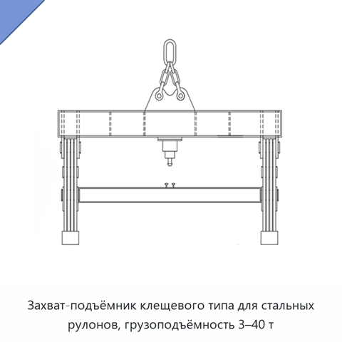 Захват-подъёмник клещевого типа для стальных рулонов, грузоподъёмность 3–40 т