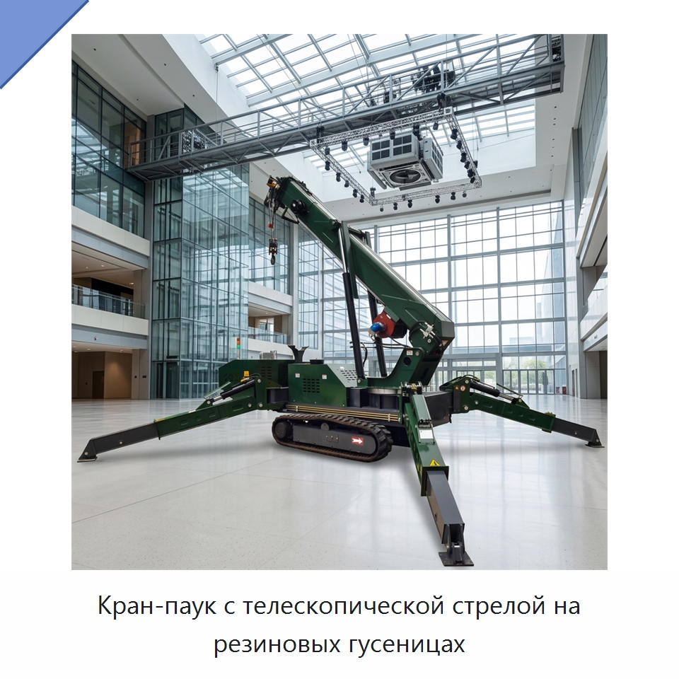 Кран-паук с телескопической стрелой на резиновых гусеницах — Краны