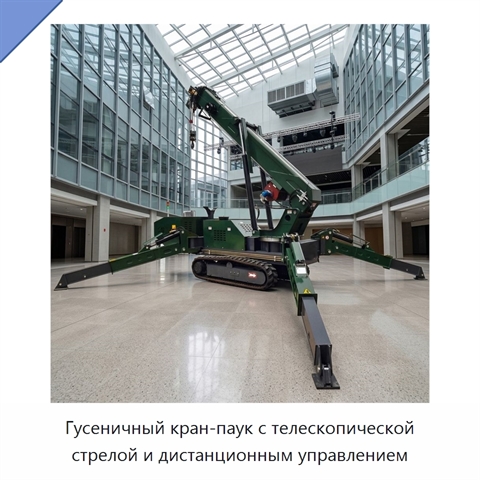 Гусеничный кран-паук с телескопической стрелой и дистанционным управлением